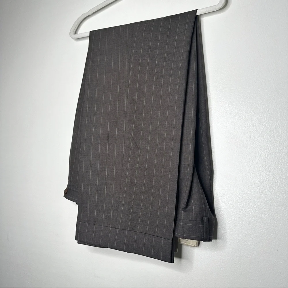 Vintage Paul Stuart Suit Set Blazer and Pants Brown Pin Striped Rolled‎ Pants